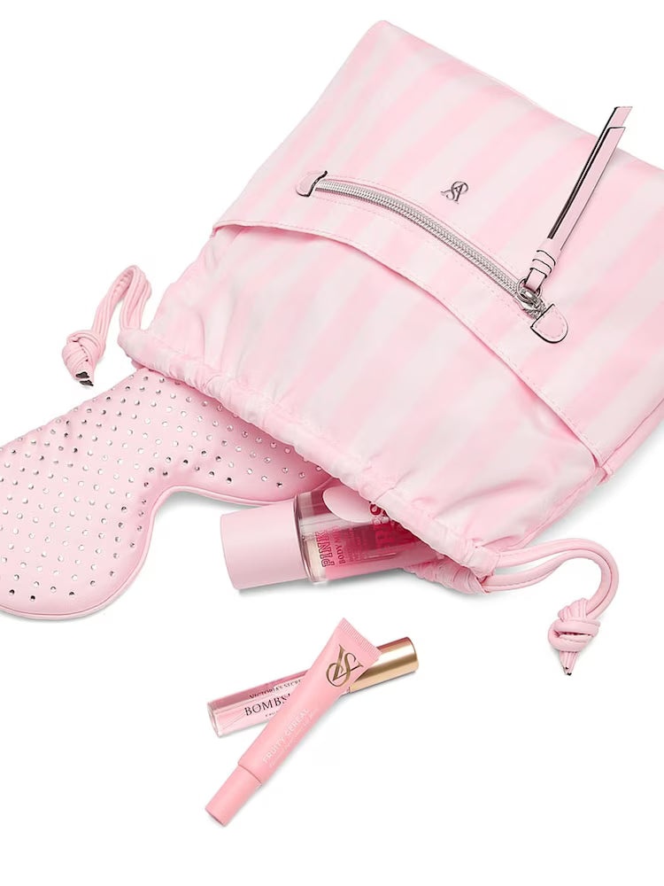 Iconic Stripe Rosa Sminkväska